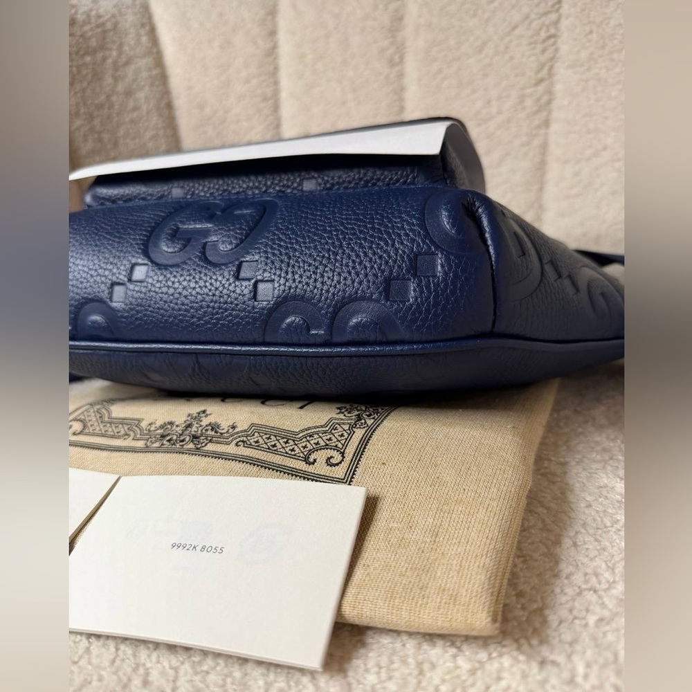 Gucci Blue Leather GG Embossed Belt Bag Crossbody Waist bag - Picture 8 of 10